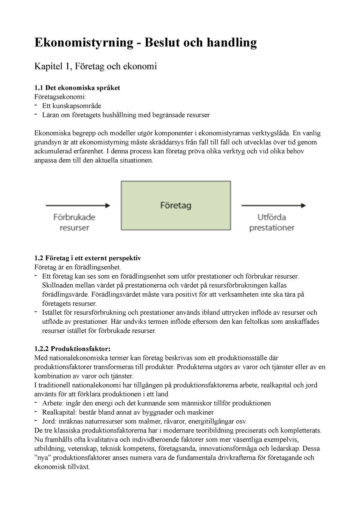 Affärsredovisning Och Budgetering Kapitel 1 Och 2 - 1Fe412 - Studocu