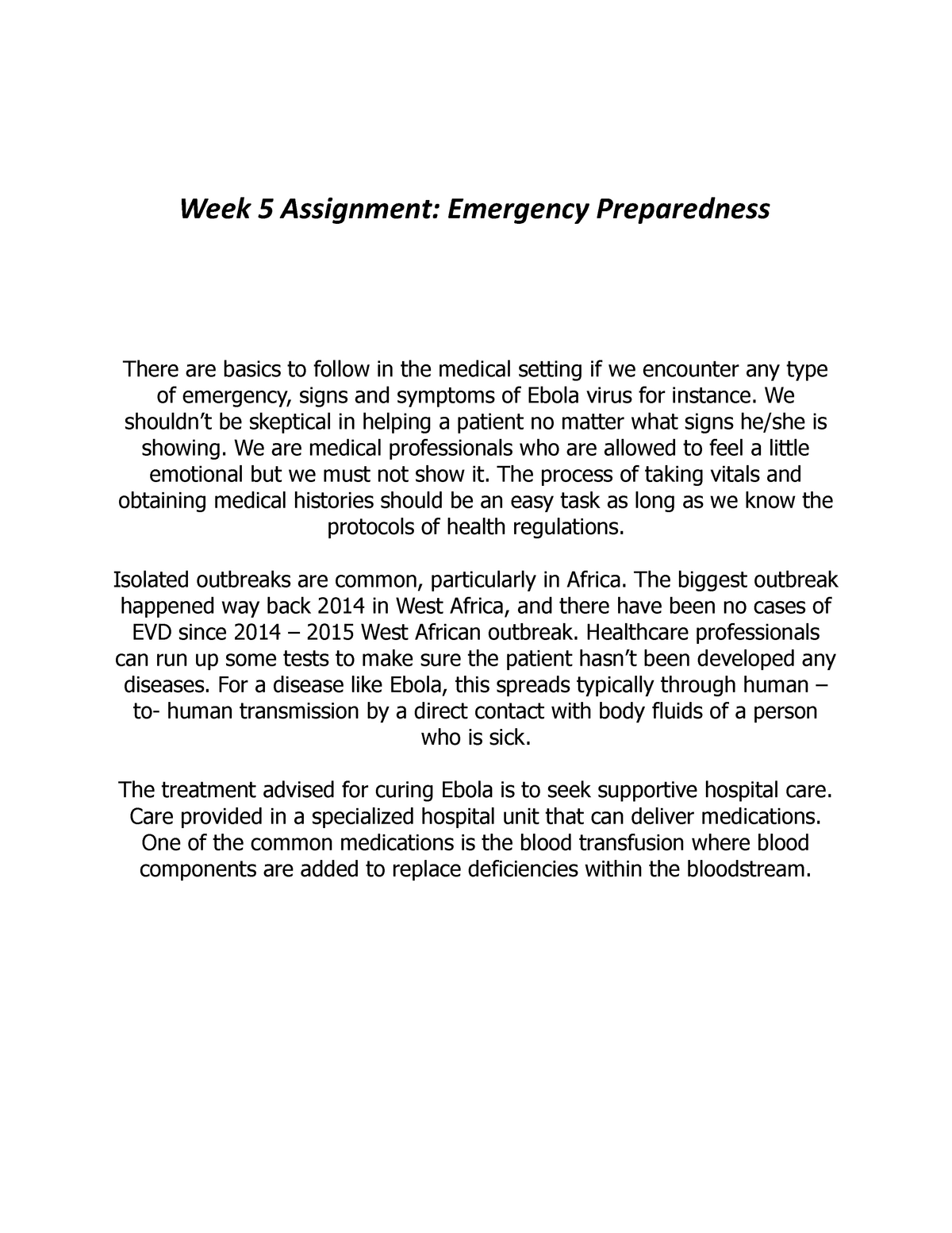 essay about emergency department