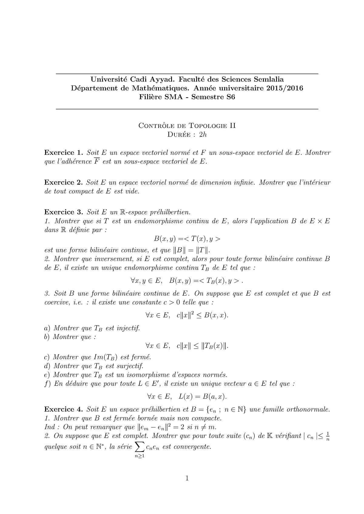 Corrigé.contrô.Top. 2016 - Universit ́e Cadi Ayyad. Facult ́e Des ...