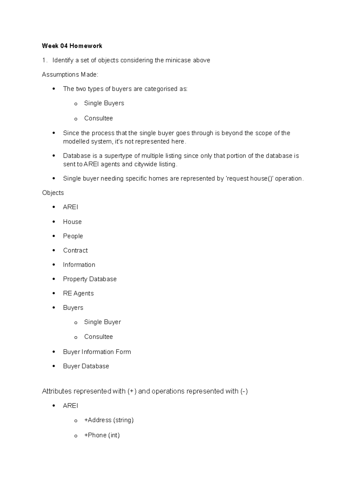 INFS2605 Tutorial Homework Week 4 - Week 04 Homework Identify a set of ...