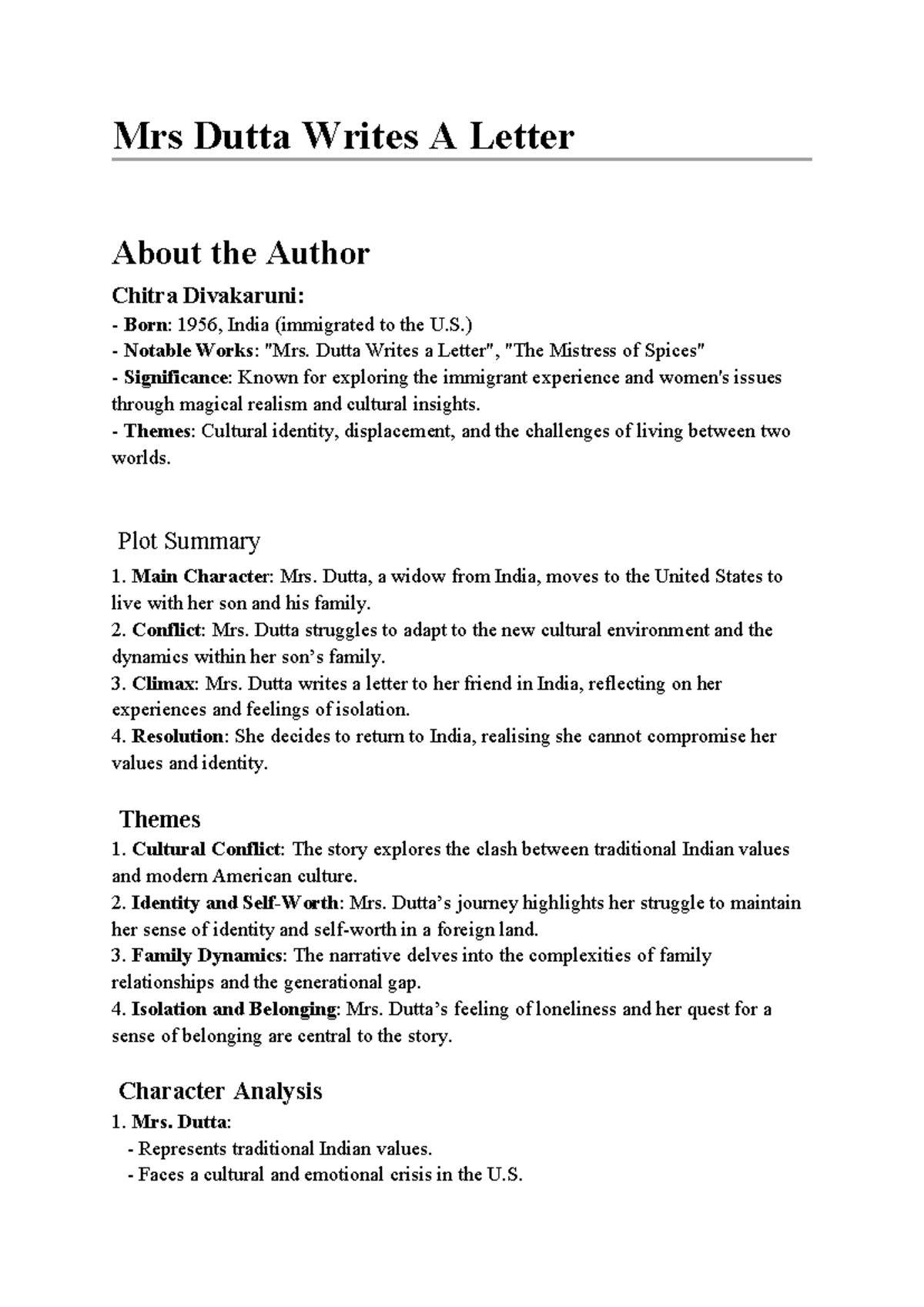 Mrs Dutta Writes A Letter - Mrs Dutta Writes A Letter About the Author ...