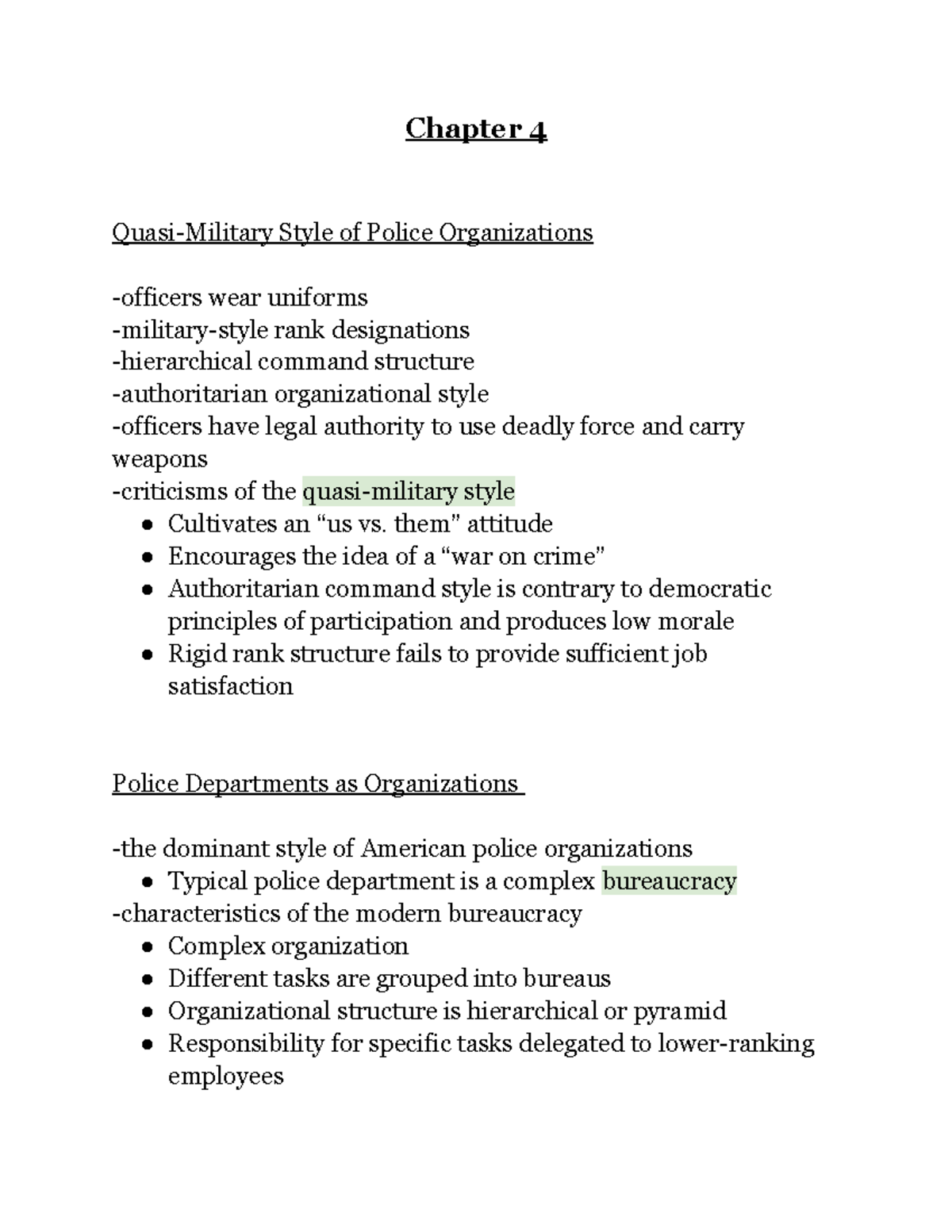 Chapter 4 Crjc 201 Chapter 4 Quasi Military Style Of Police Organizations Officers Wear