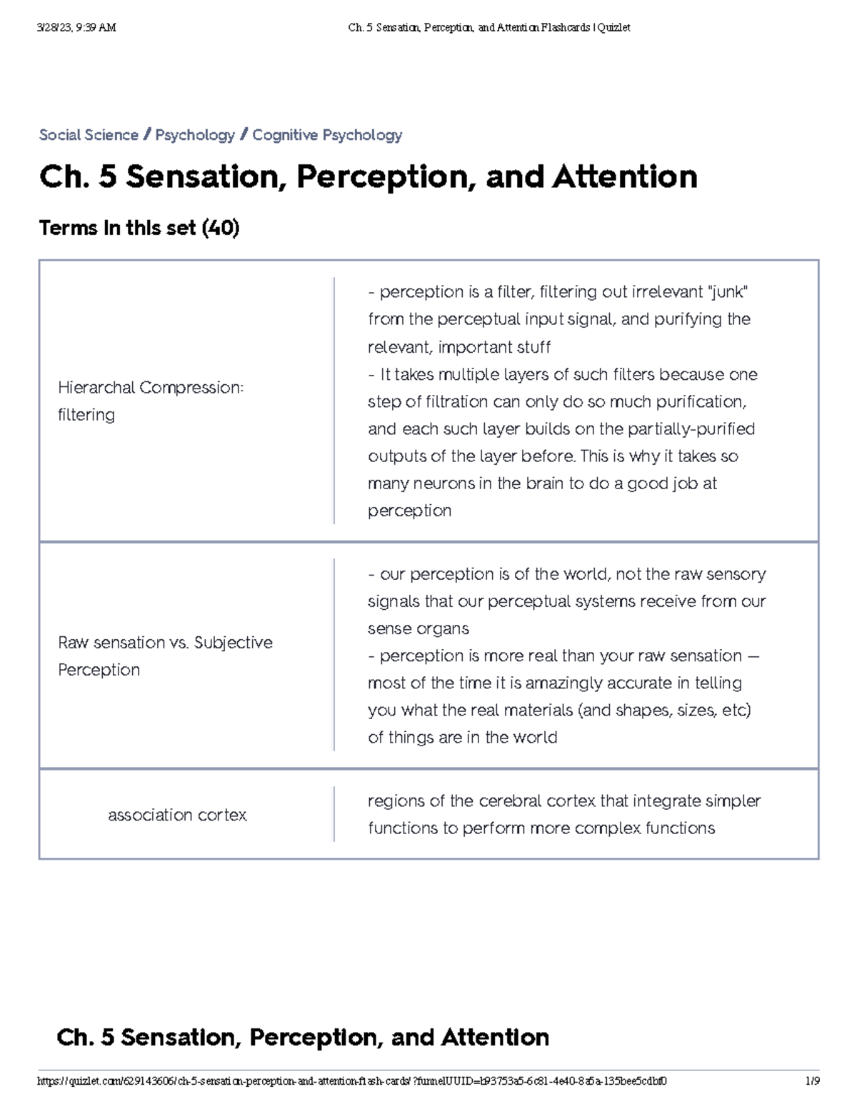 Ch. 5 Sensation, Perception, And Attention Flashcards Quizlet - Ch. 5 ...