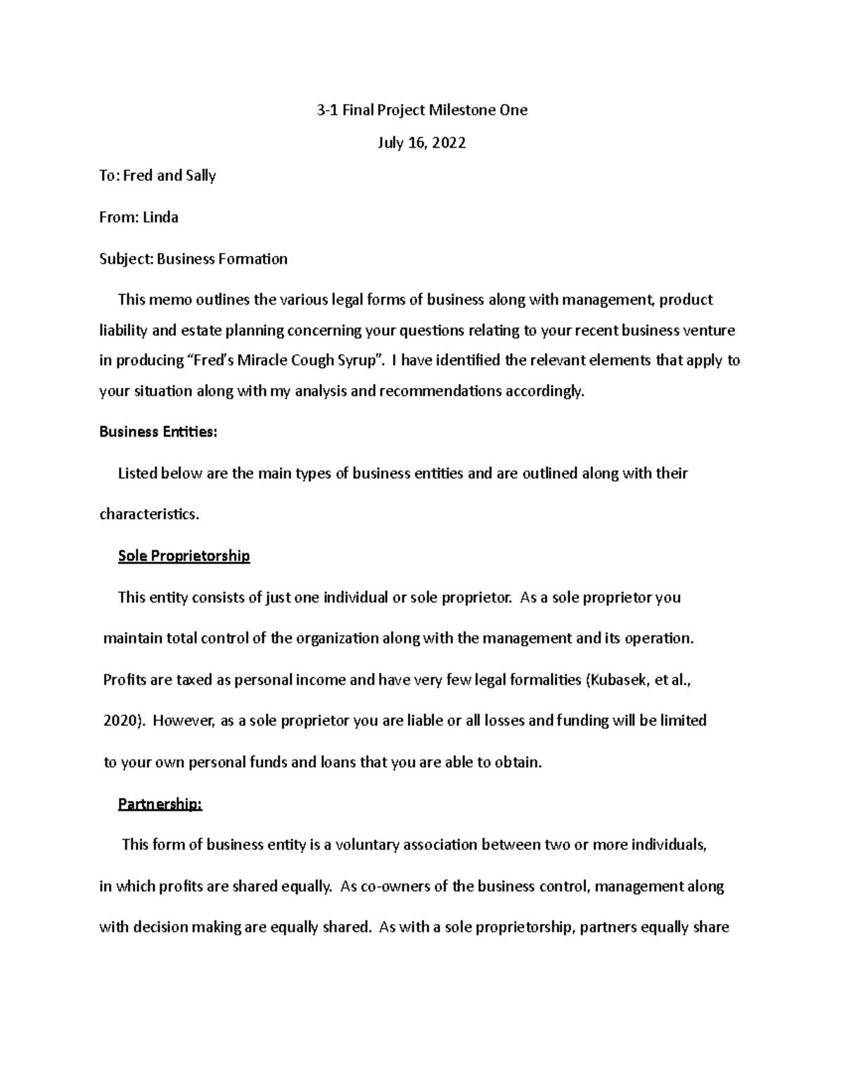 3-1 Final Project Milestone ONE Business LAW II - 3-1 Final Project ...
