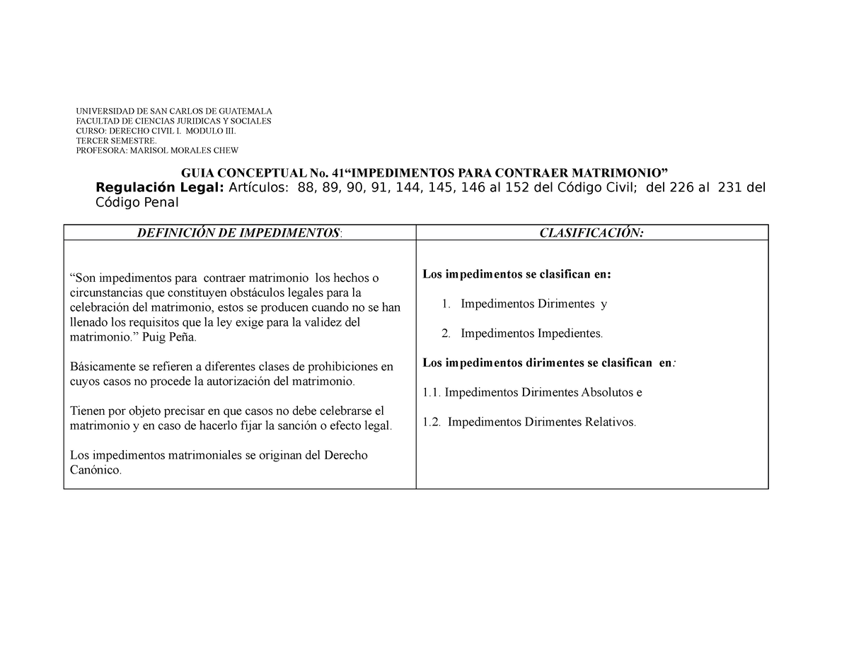 2 Parcial LOS Impedimentos Matrimoniales 2023 - UNIVERSIDAD DE SAN ...