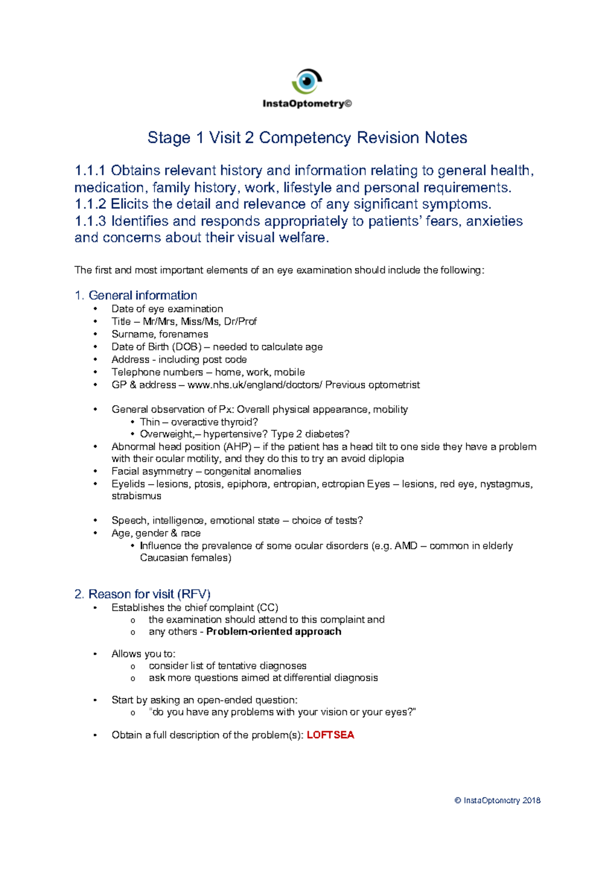 Stage 1 Visit 2 - uderstanding the content - 1.1 Obtains relevant ...