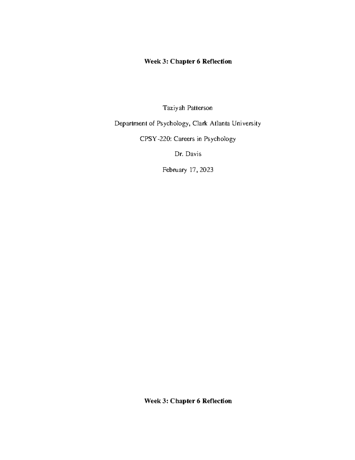 Chapter 6 Reflection - Week 3: Chapter 6 Reflection Taziyah Patterson ...