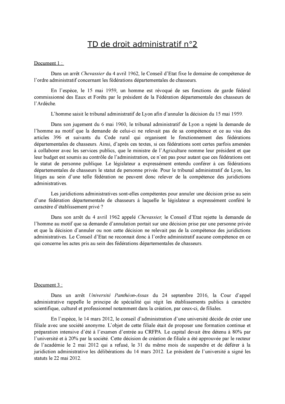 Td N Imprimer Td De Droit Admin Td De Droit Administratif N Document Dans Un Arr T