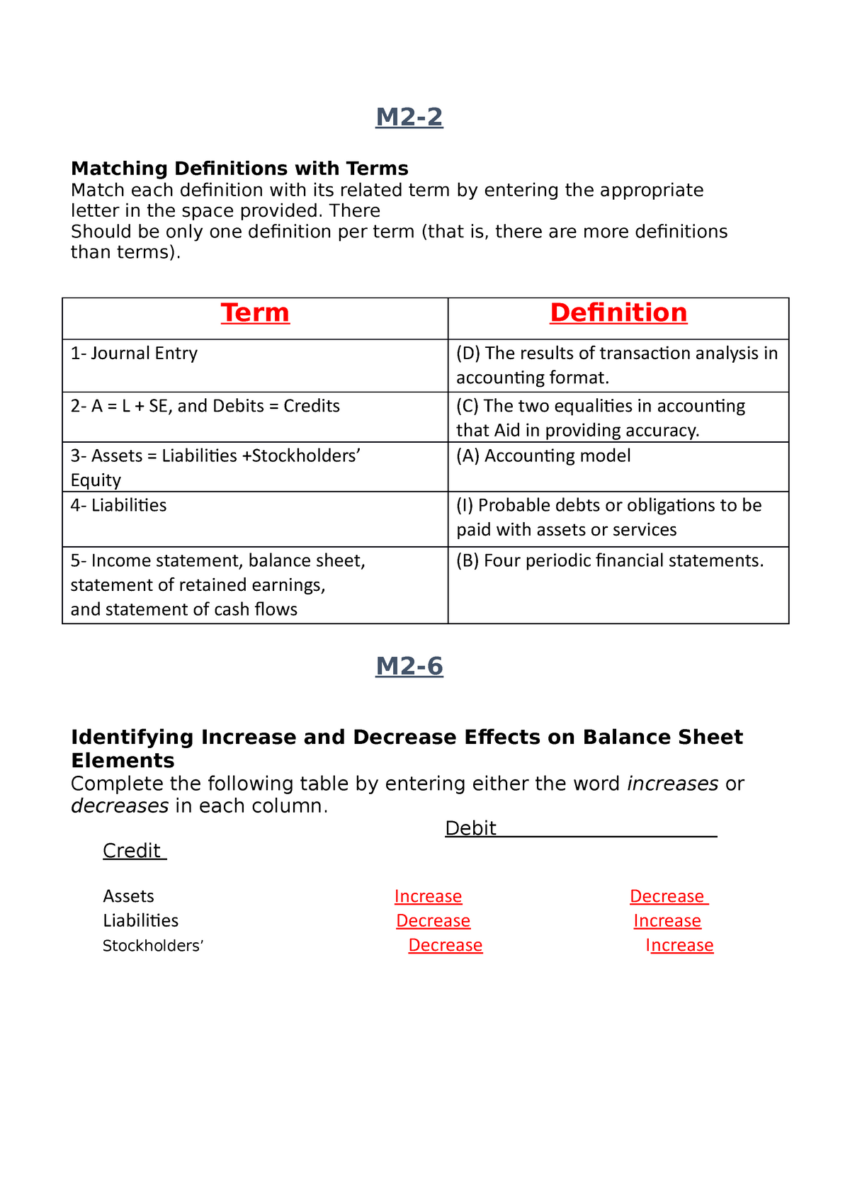 Match Each Of The Following Terms To Its Definition 05