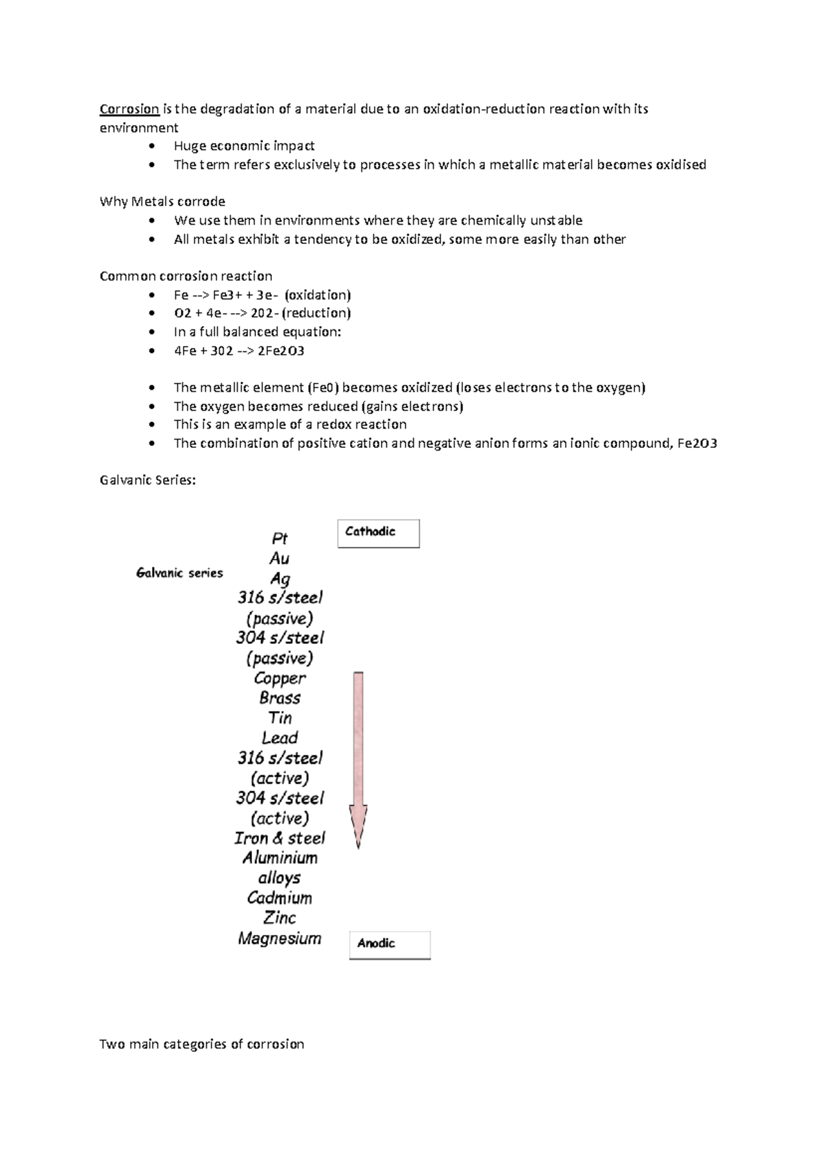 Corrosion Summary Notes || Chemistry & Materials Science - Corrosion is ...
