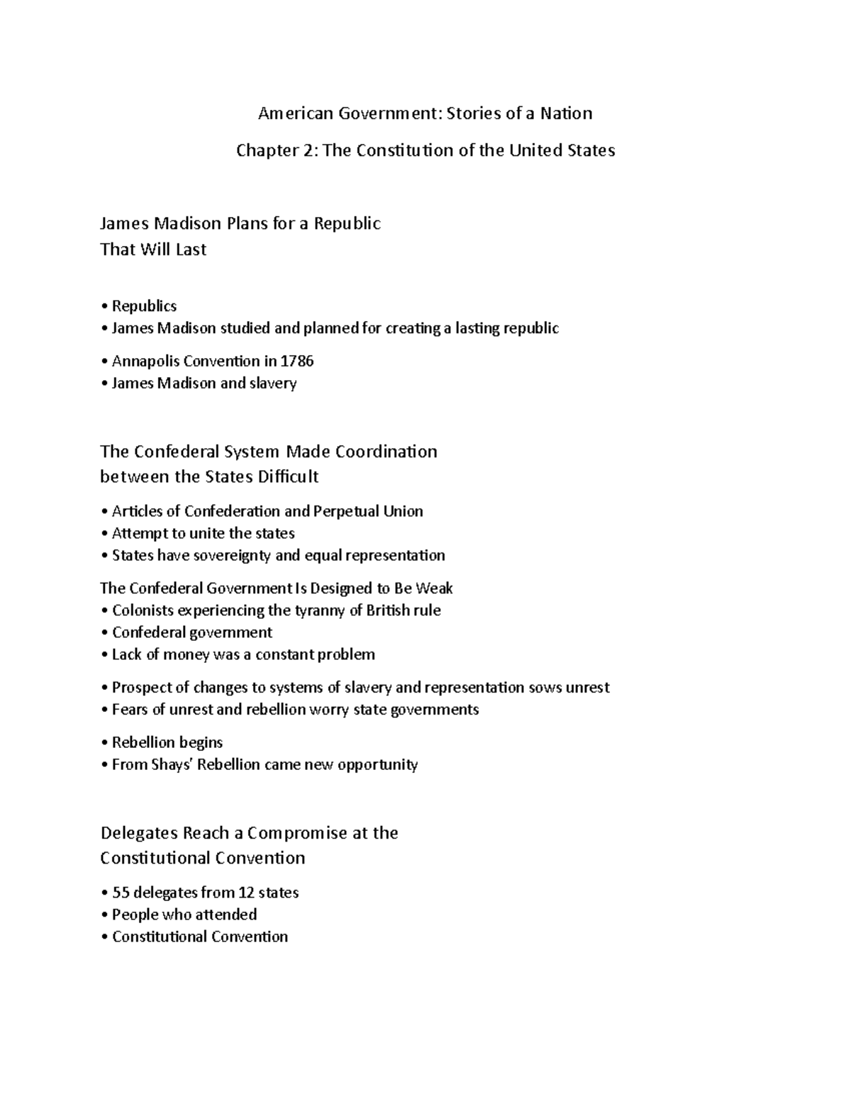Chapter 2 - PSCI 2305 Mrs. Megan Todd 2023 - American Government ...