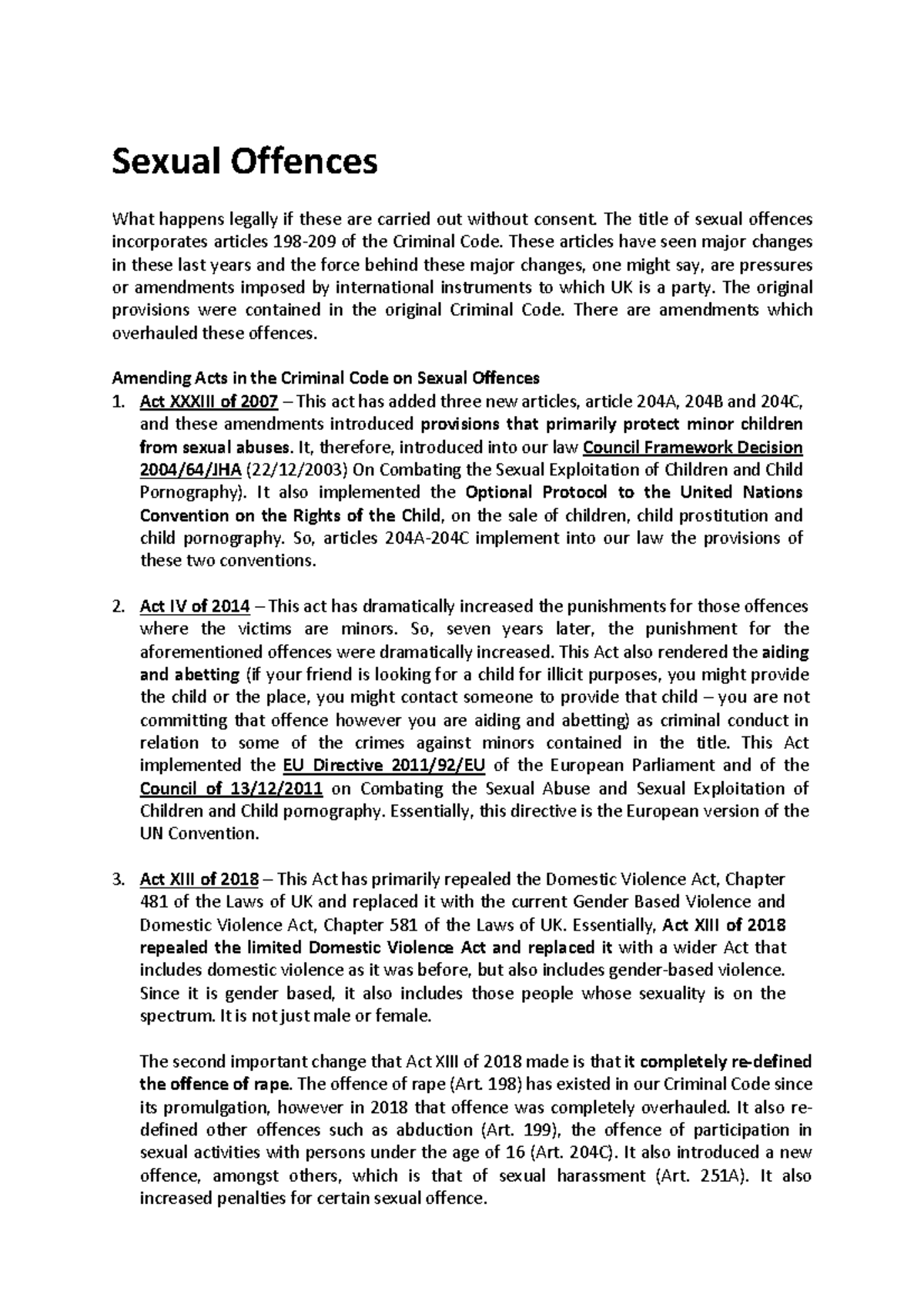 Sexual Offences - LLB 1st Year Notes - Sexual Offences What Happens ...