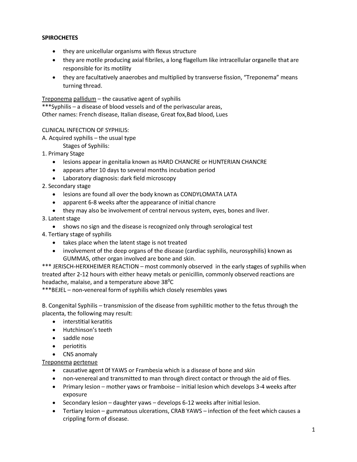 Spirochetes- Fungi Additional Notes-1 - SPIROCHETES they are ...