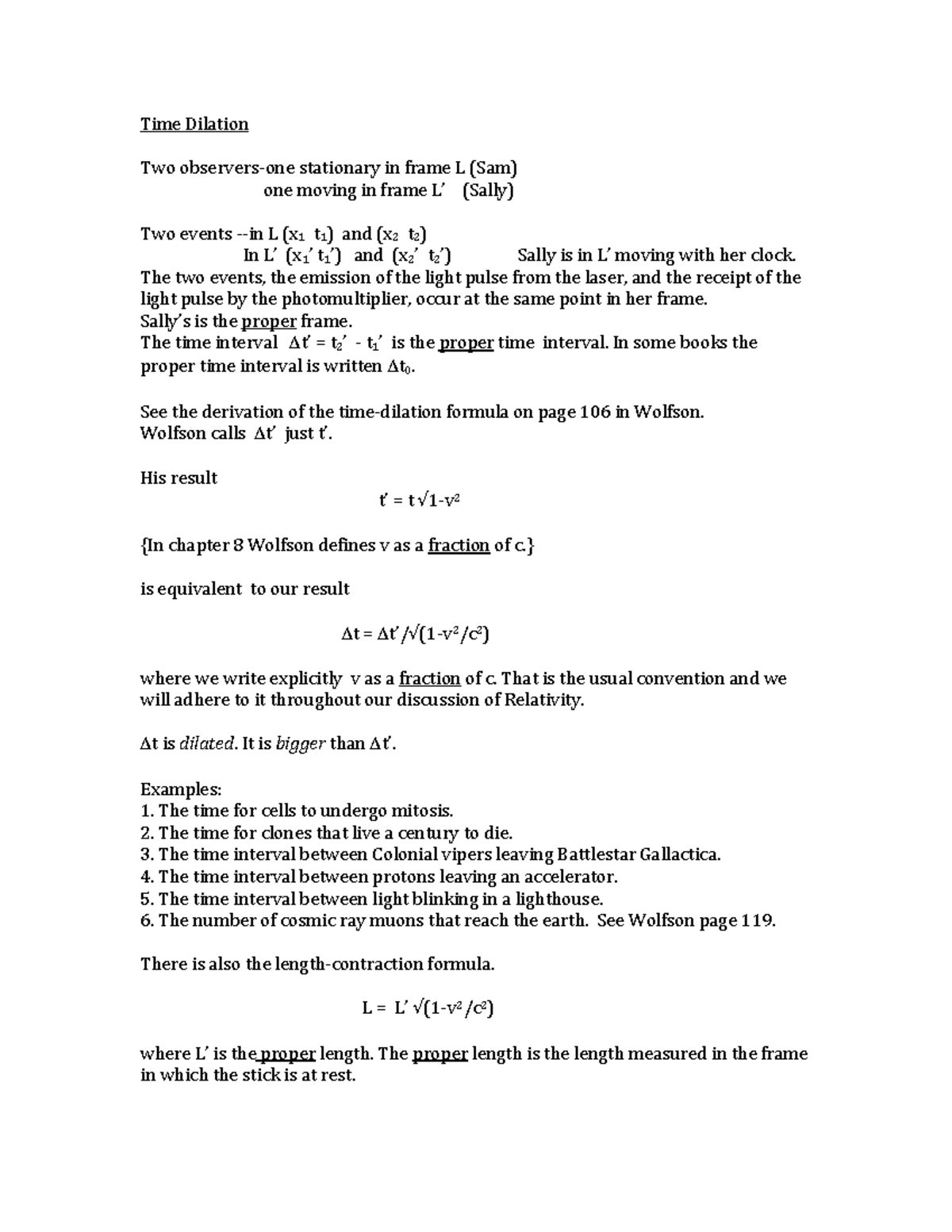 Time Dilation 1 physics Time Dilation Two observersone stationary