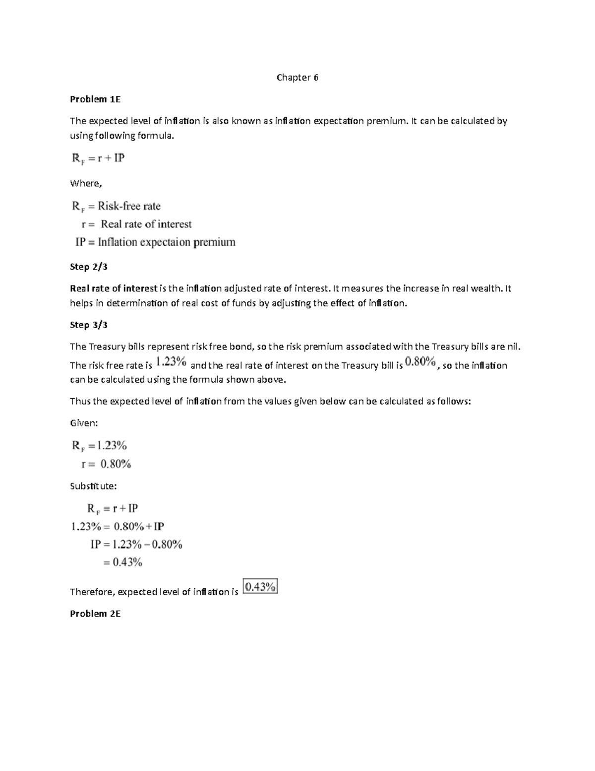 Chapter 6 - Chapter 6 Problem 1E The expected level of inflation is ...