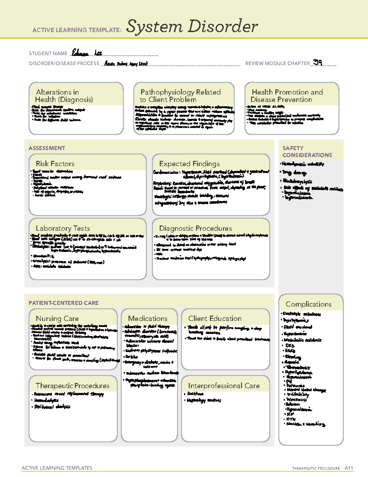 AKI ATI system disorder ACTIVE LEARNING TEMPLATES