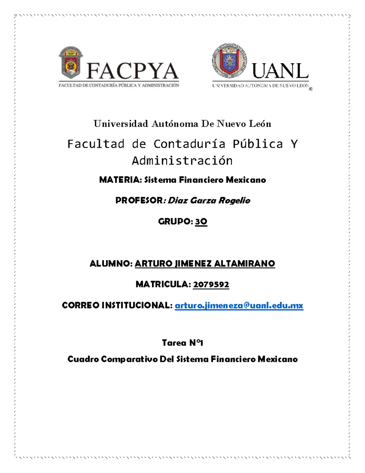 Ev Cuadro Comparativo Sistema Financiero Mexicano Universidad Autónoma De Nuevo León Facultad 4015