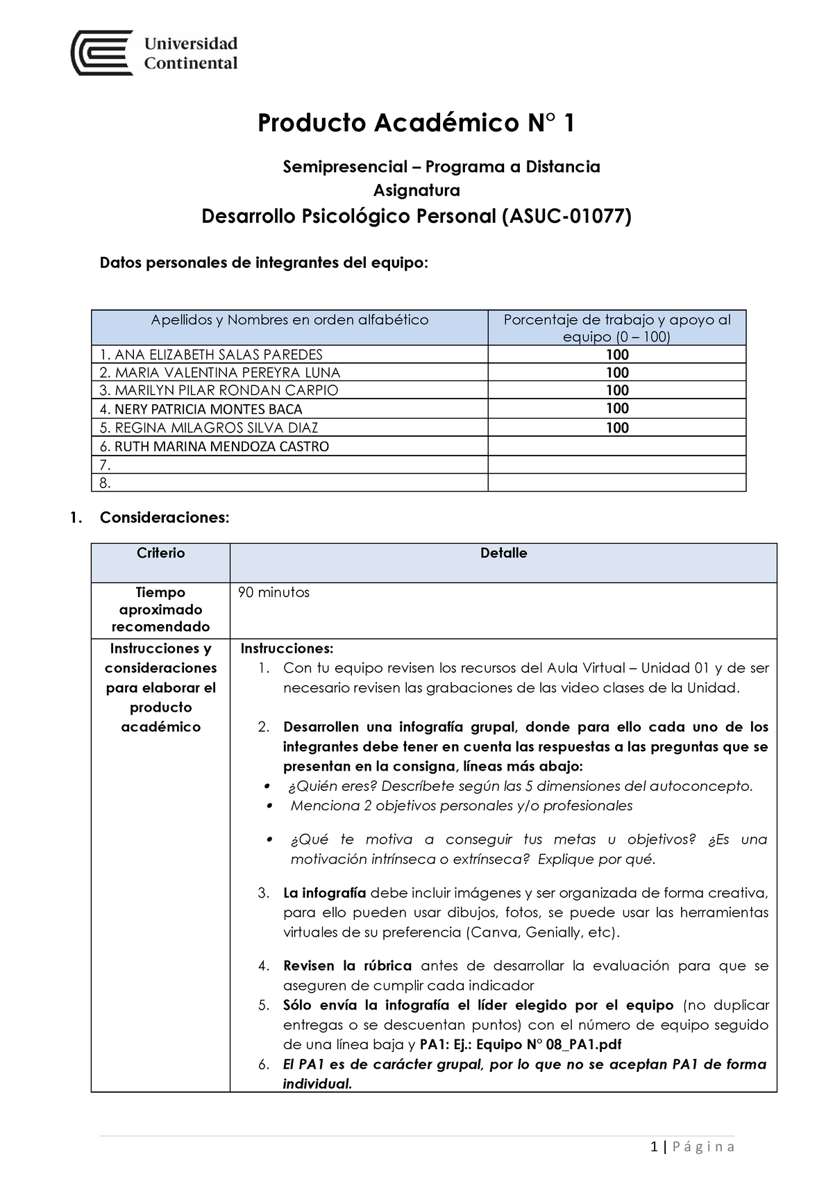 Pa1 Equipo N° B Pa1 Tarea Producto Académico N° 1 Semipresencial