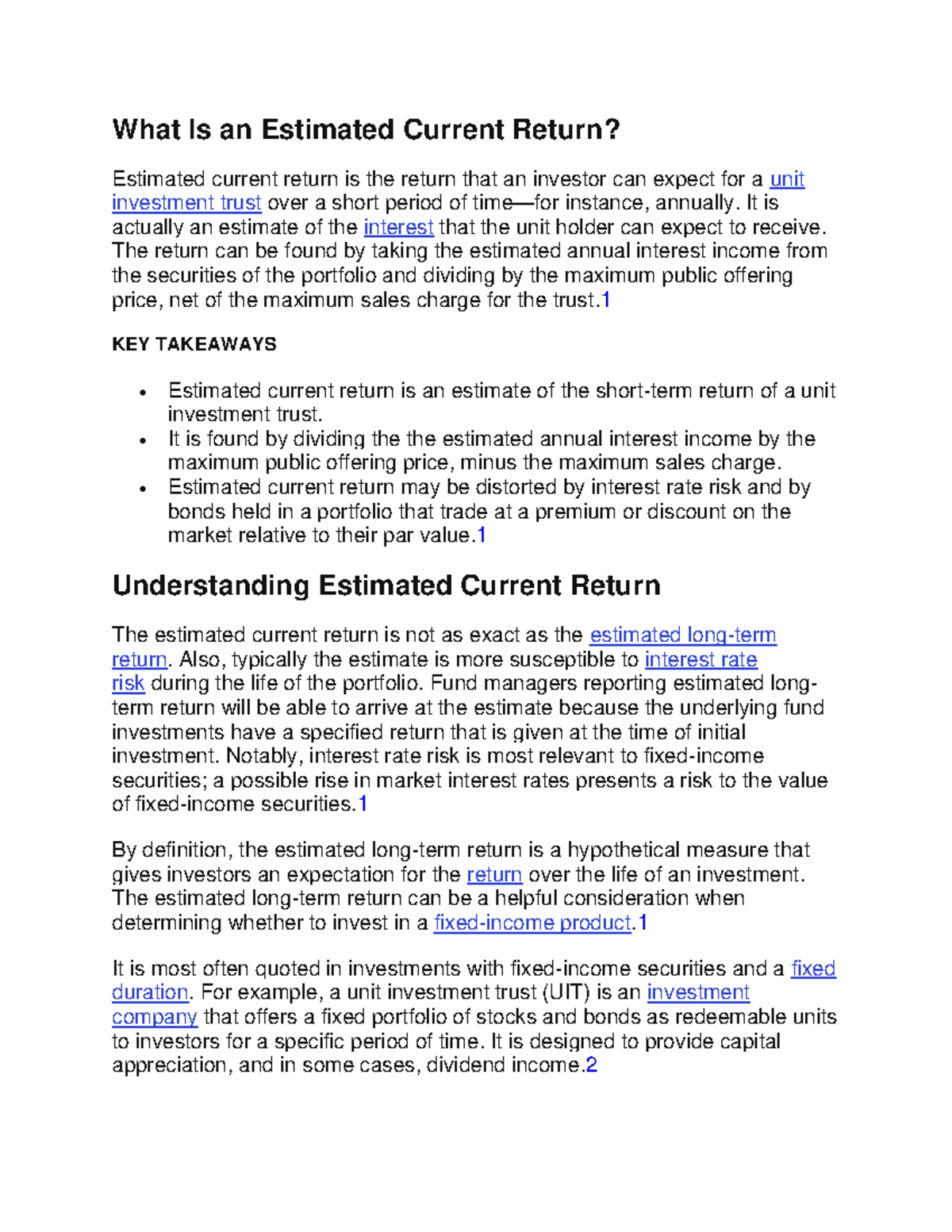 Estimated Current Return - What Is an Estimated Current Return ...