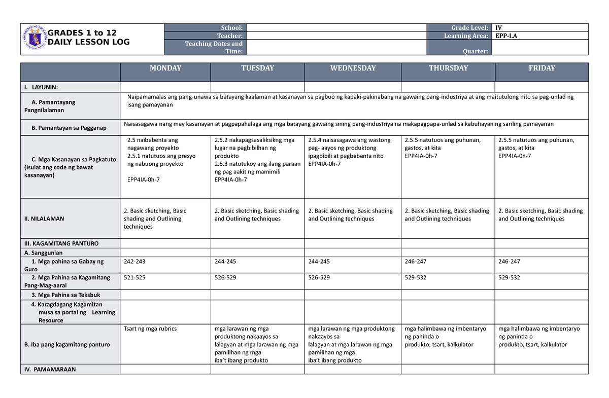 DLL EPP-I.A. 4 Q1 W7 - Sdf - GRADES 1 To 12 DAILY LESSON LOG School ...