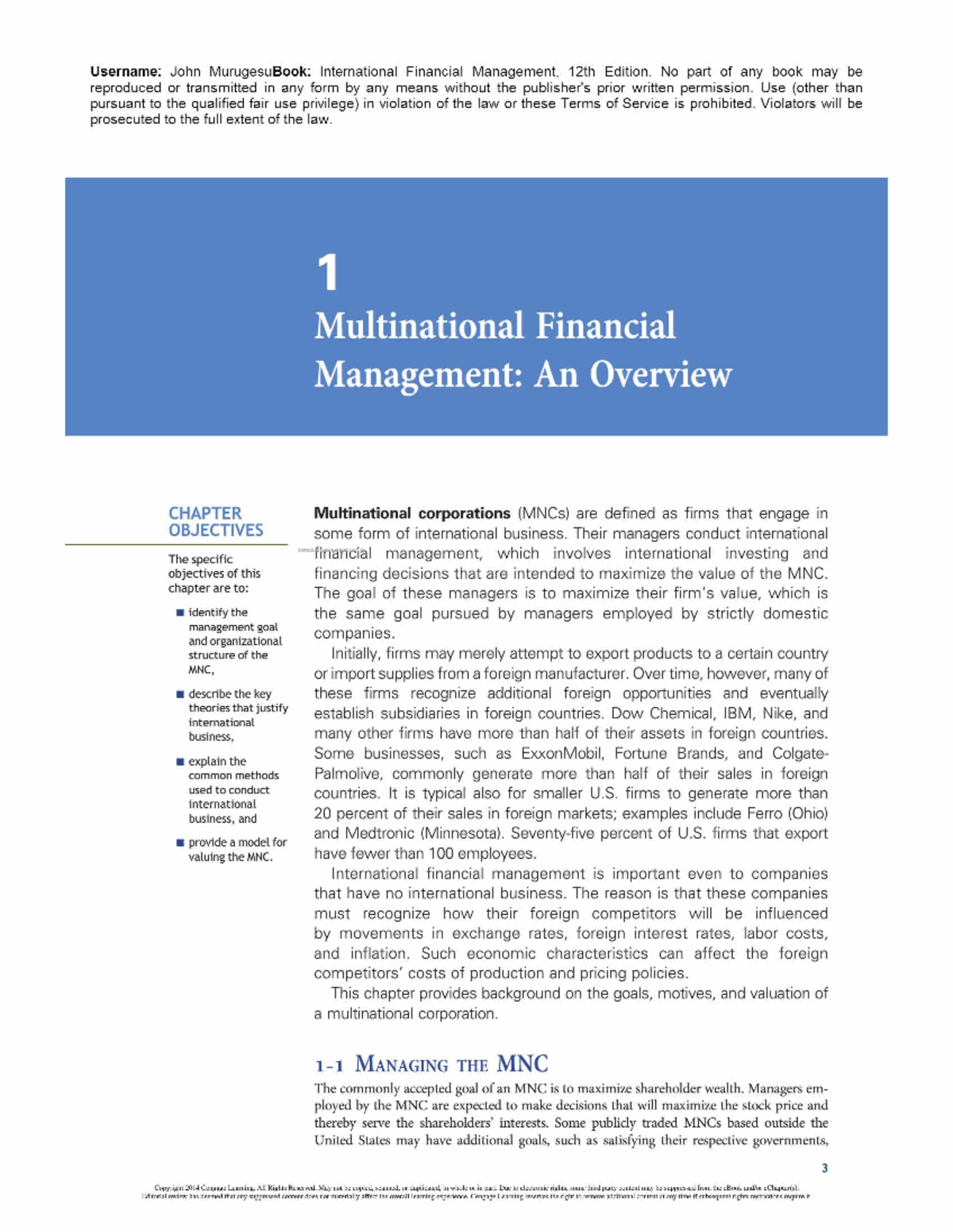 Chp 1 Multinational Financial Mngt overview reproduced or
