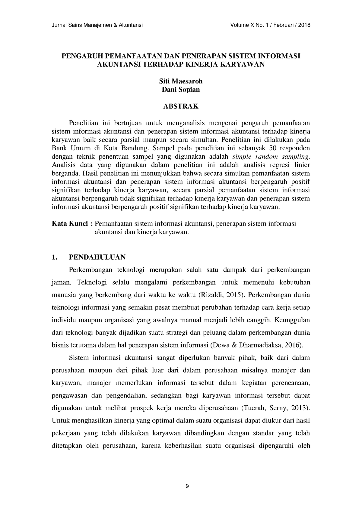 ENGARUH PEMANFAATAN DAN PENERAPAN SISTEM INFORMASI AKUNTANSI TERHADAP ...