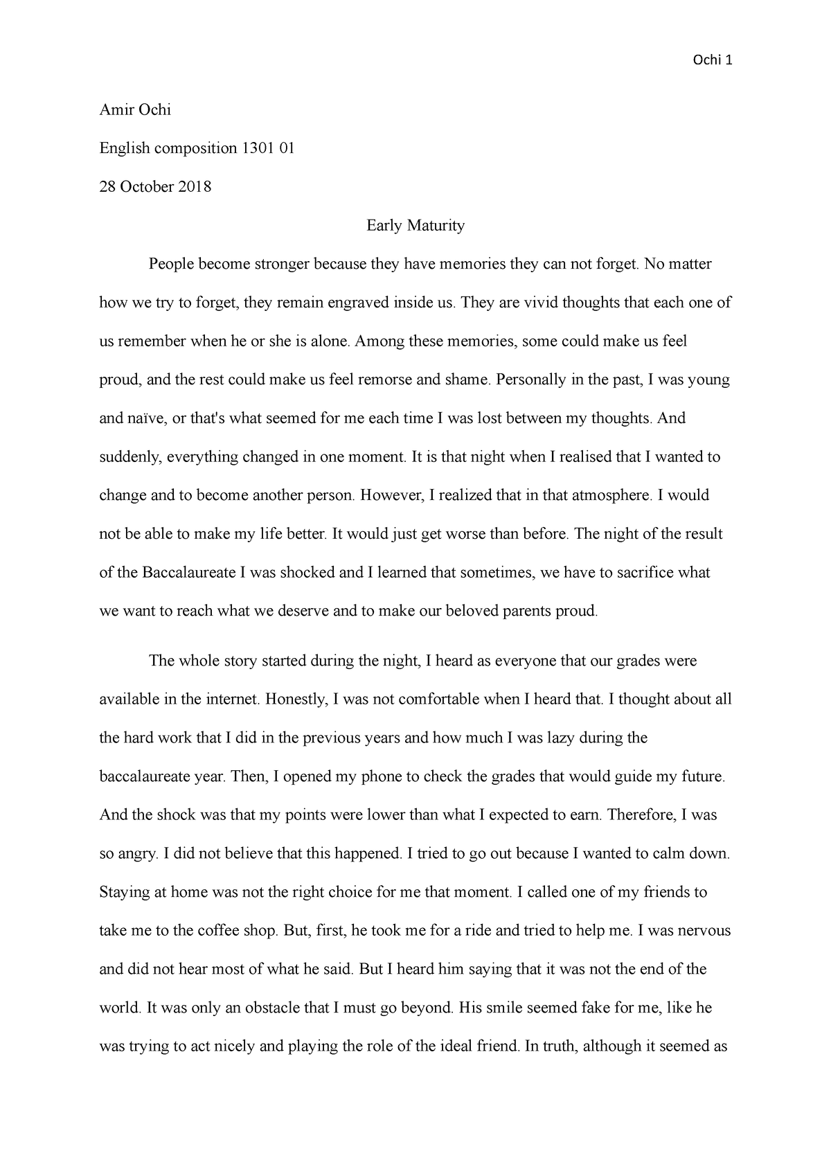 maturity narrative essay