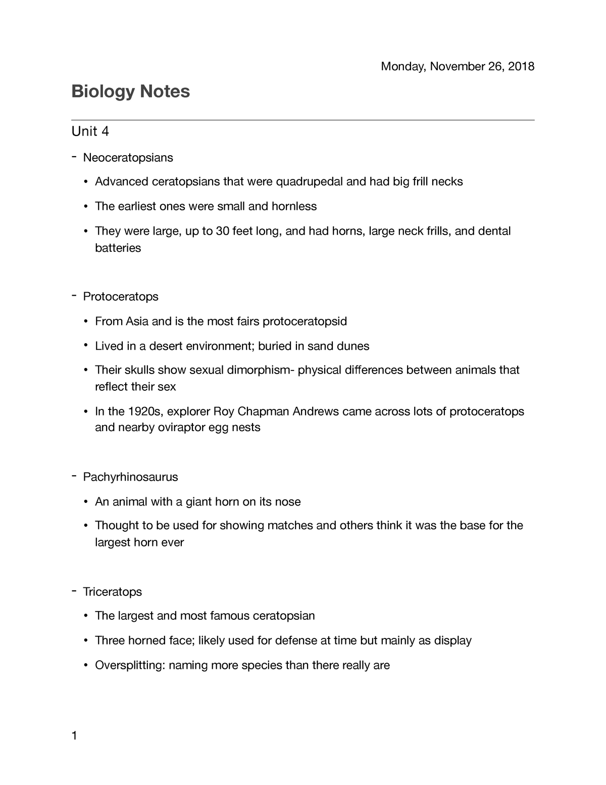 Biology Notes-Unit 4 - Monday, November 26, 2018 Biology Notes Unit 4 ...