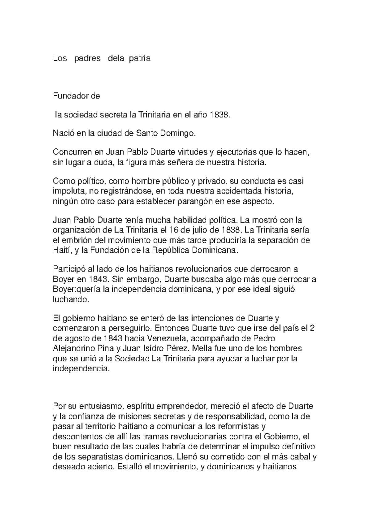 Los Padres Dela Patria Asignacion Los Padres Dela Patria Fundador De La Studocu