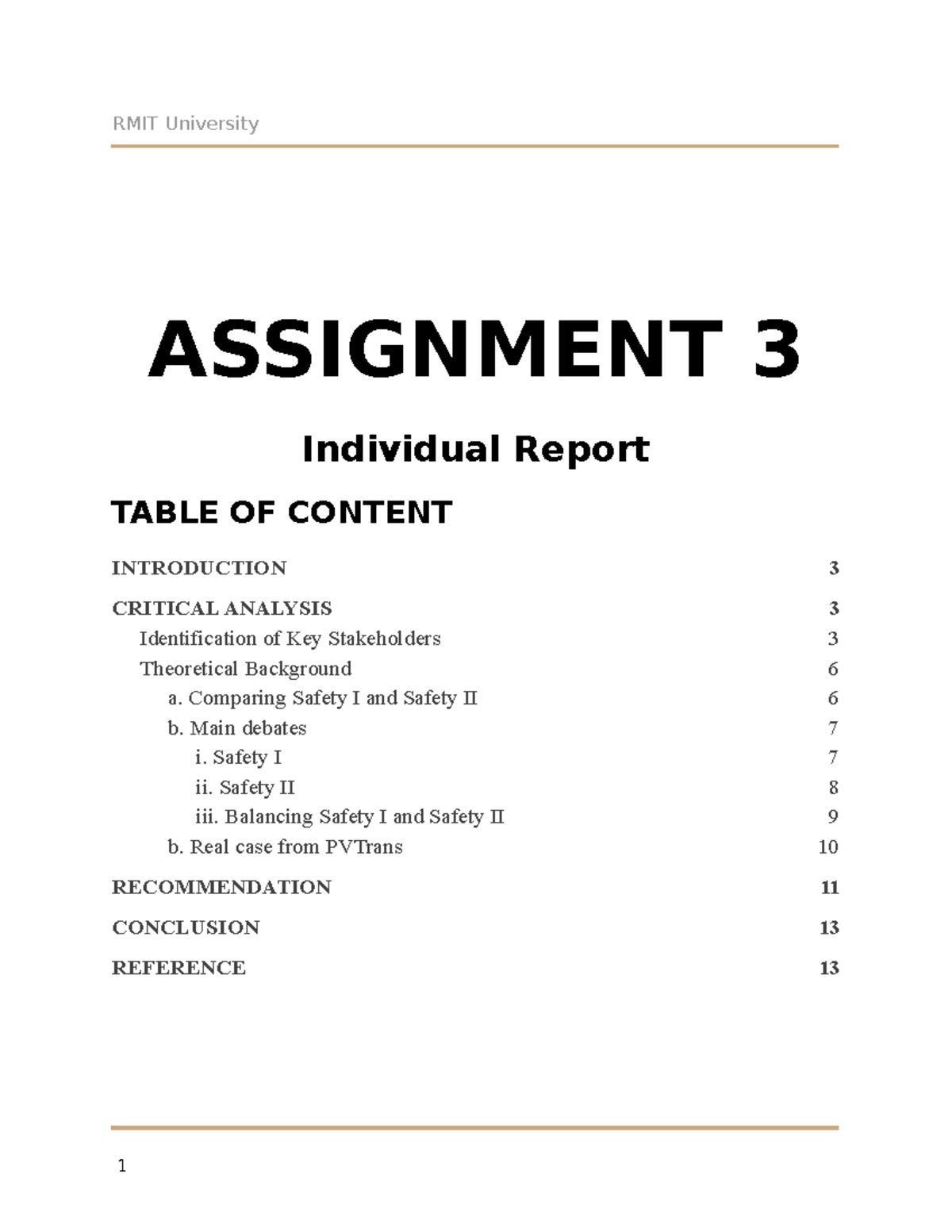 BUSM4773 - HD for 3rd asm - RMIT University Individual Report ...