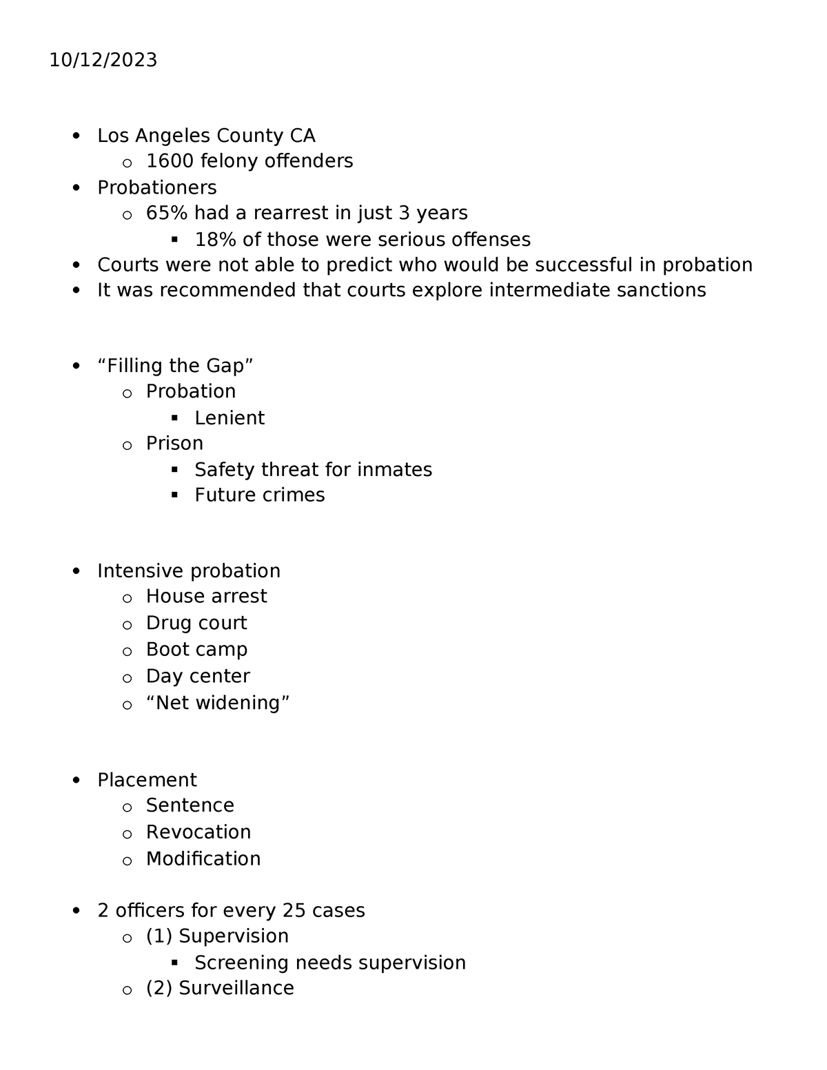 Sentencing AND Corrections - 10/12/ Los Angeles County CA o 1600 felony