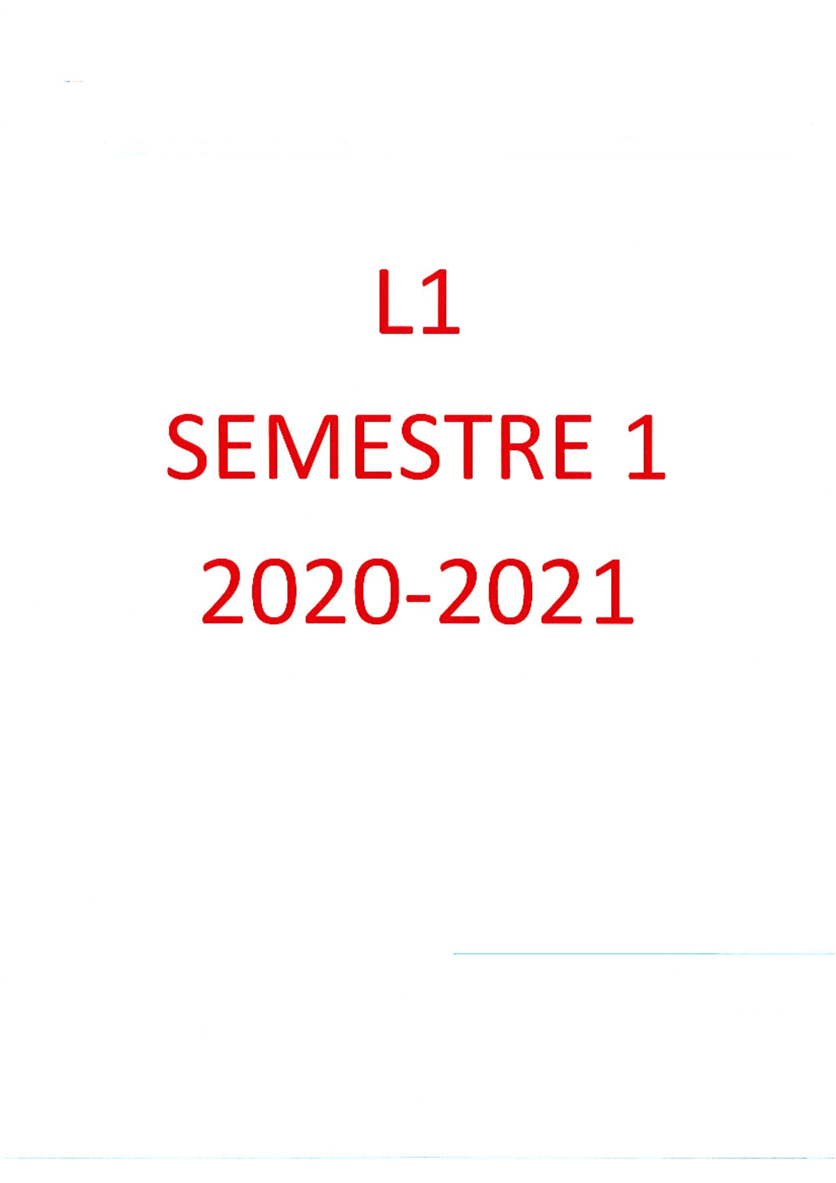 L1 Semestre 1 sujet d