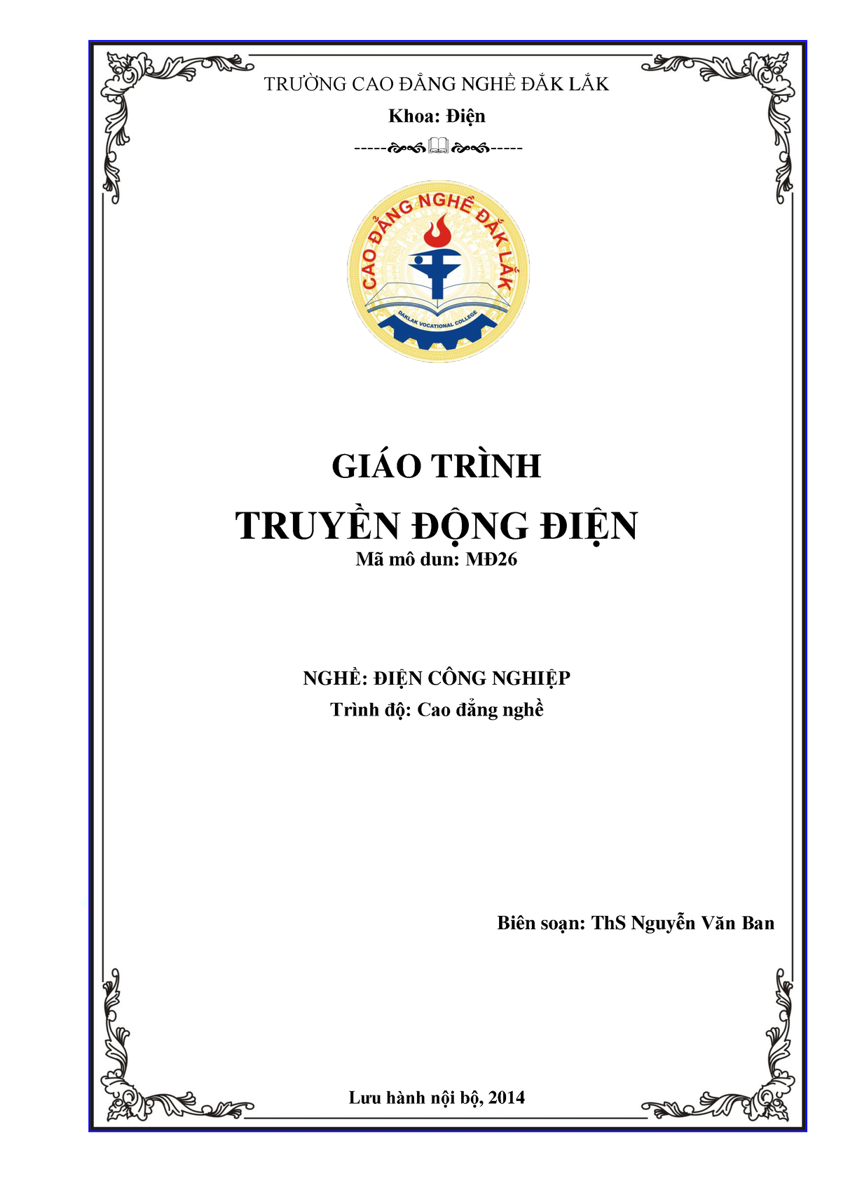 Truyn DNG DIN - Ffff - Trư ờ Ng C Ao đẳ Ng NghềĐ ắ K Lắ K TRƯỜNG CAO ...