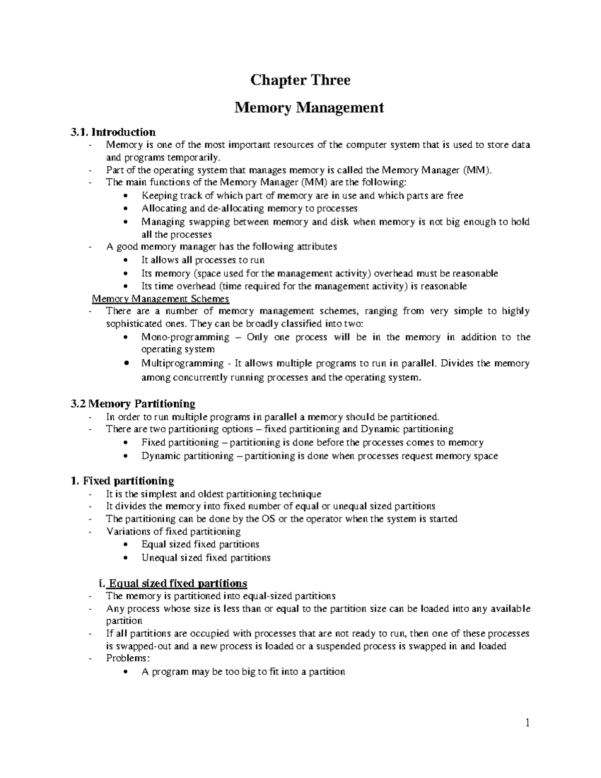 OS Chapter 3 - wonderment - Chapter Three Memory Management 3 ...
