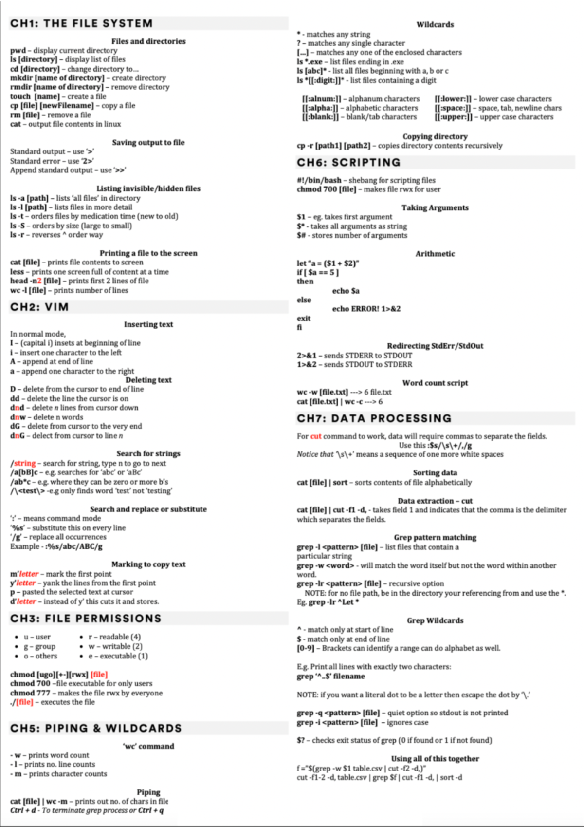 Skills Test Notes - CH1: THE FILE SYSTEM Wildcards matches any string ...
