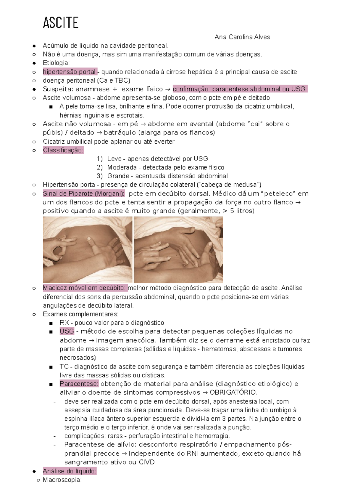 Ascite - Resumo Abordando Principais Causas, Manifestações Clínicas ...