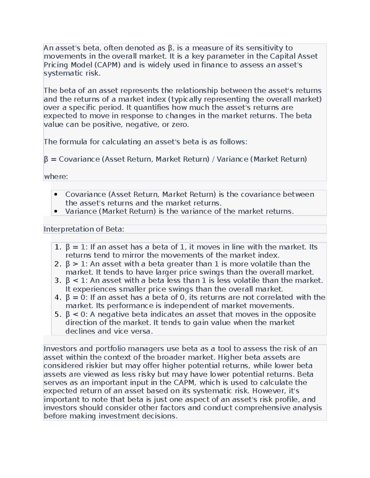 Asset beta - nmnnnn - An asset's beta, often denoted as β, is a measure ...