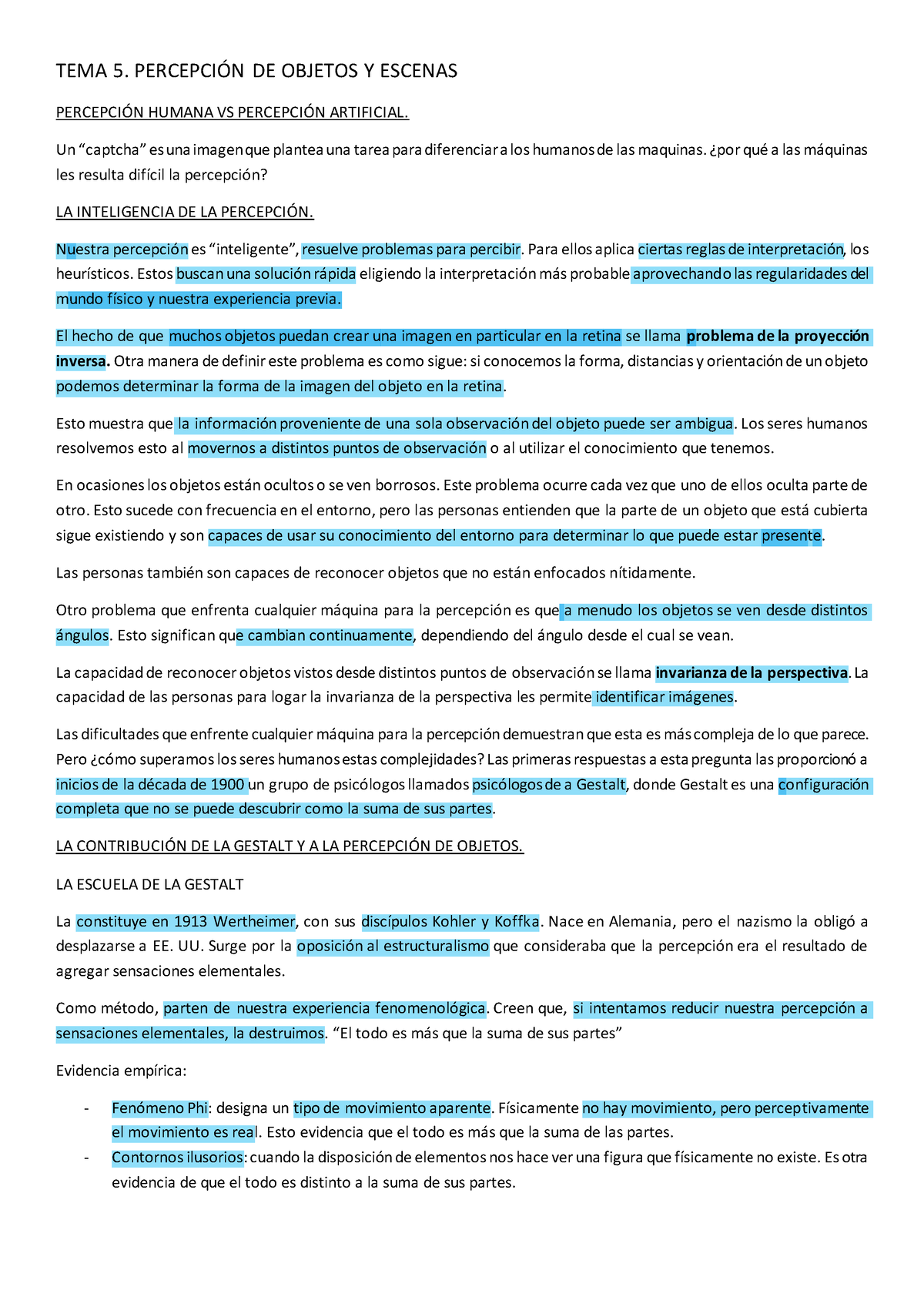 TEMA 5 Percepción - TEMA 5. PERCEPCI”N DE OBJETOS Y ESCENAS PERCEPCI”N ...