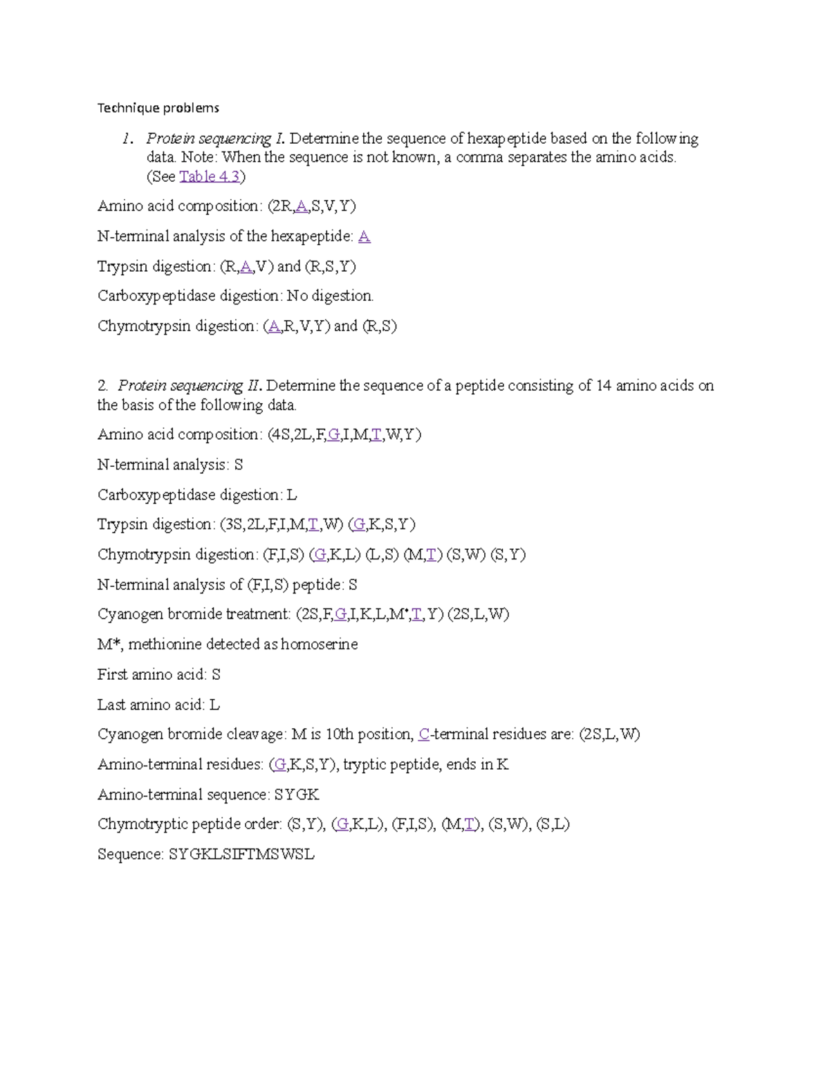 Chapter 3 Tech Probs Answer Key Technique Problems Protein Sequencing Studocu