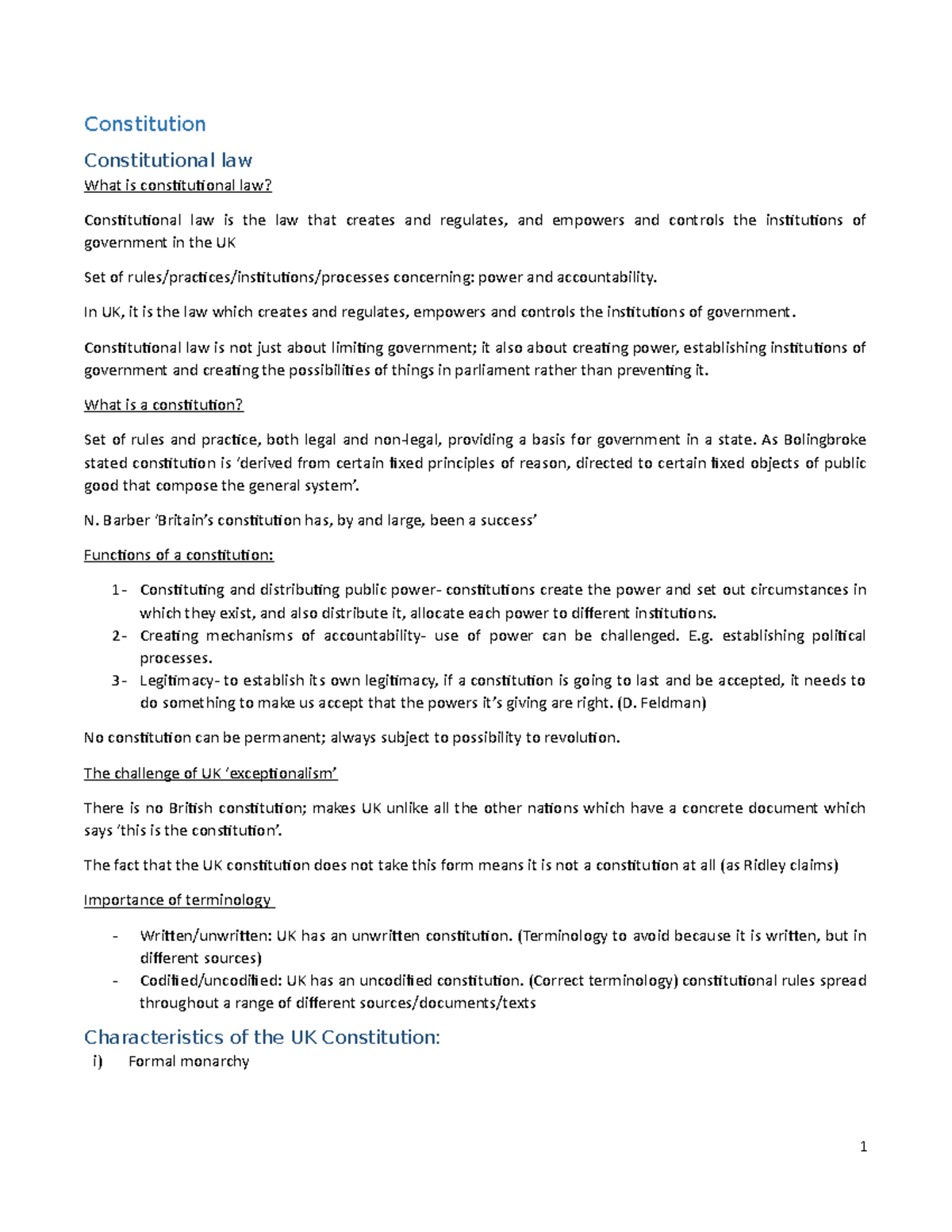Constitution - Lecture notes All - Constitution Constitutional law What ...