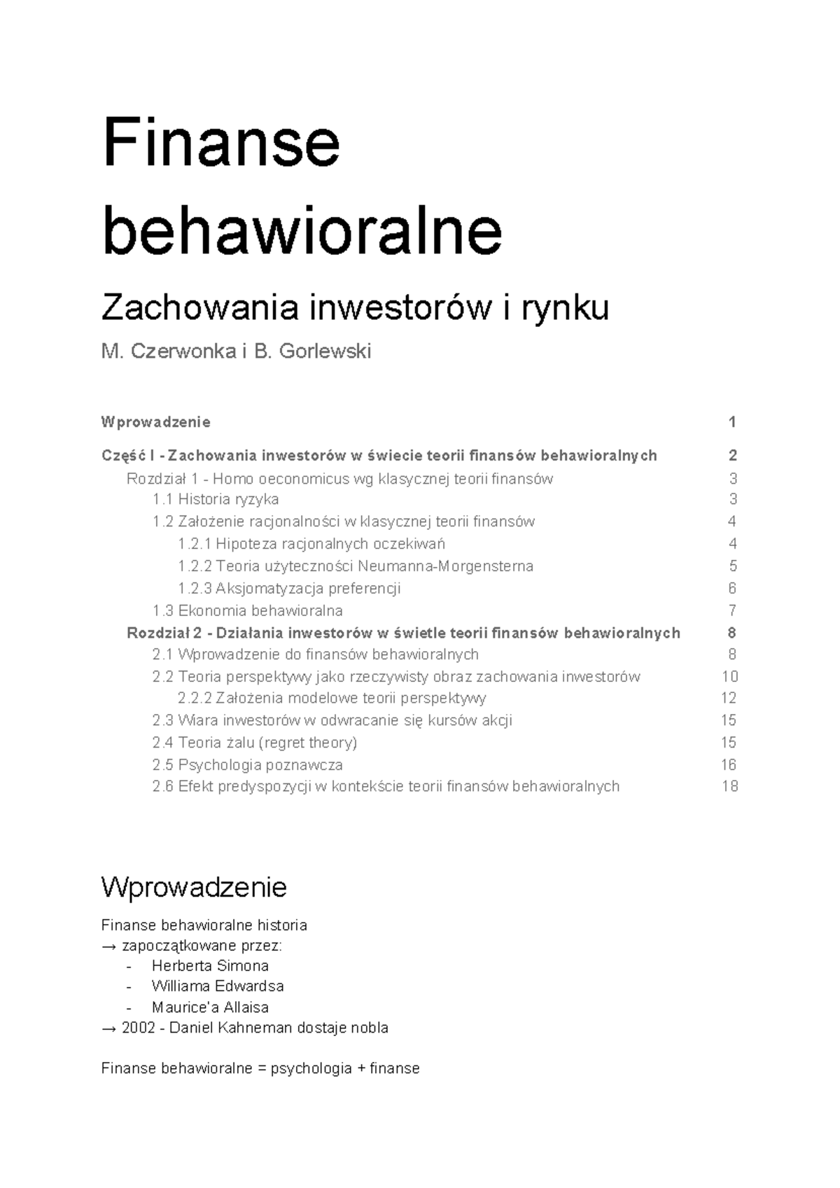 Finanse Behawioralne Zachowania Inwestorów I Rynku - M. Czerwonka I B ...