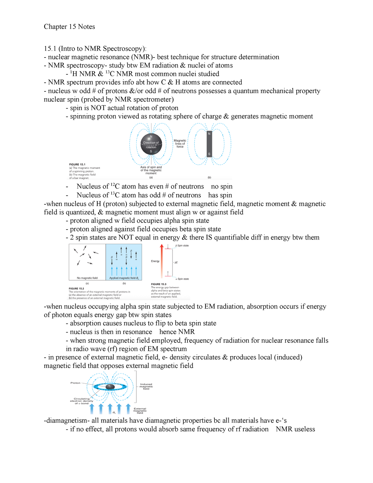 Chm Chapter Notes Intro To Nmr Spectroscopy Nuclear