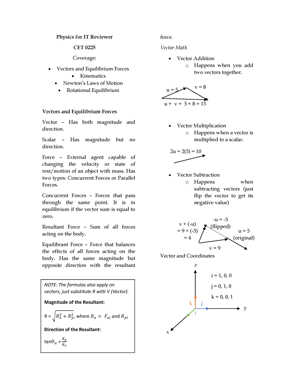 Physics for IT Reviewer - Scalar – Has magnitude but no direction ...