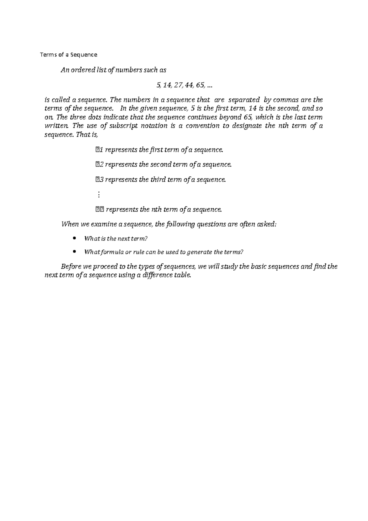 terms-of-a-sequence-terms-of-a-sequence-an-ordered-list-of-numbers