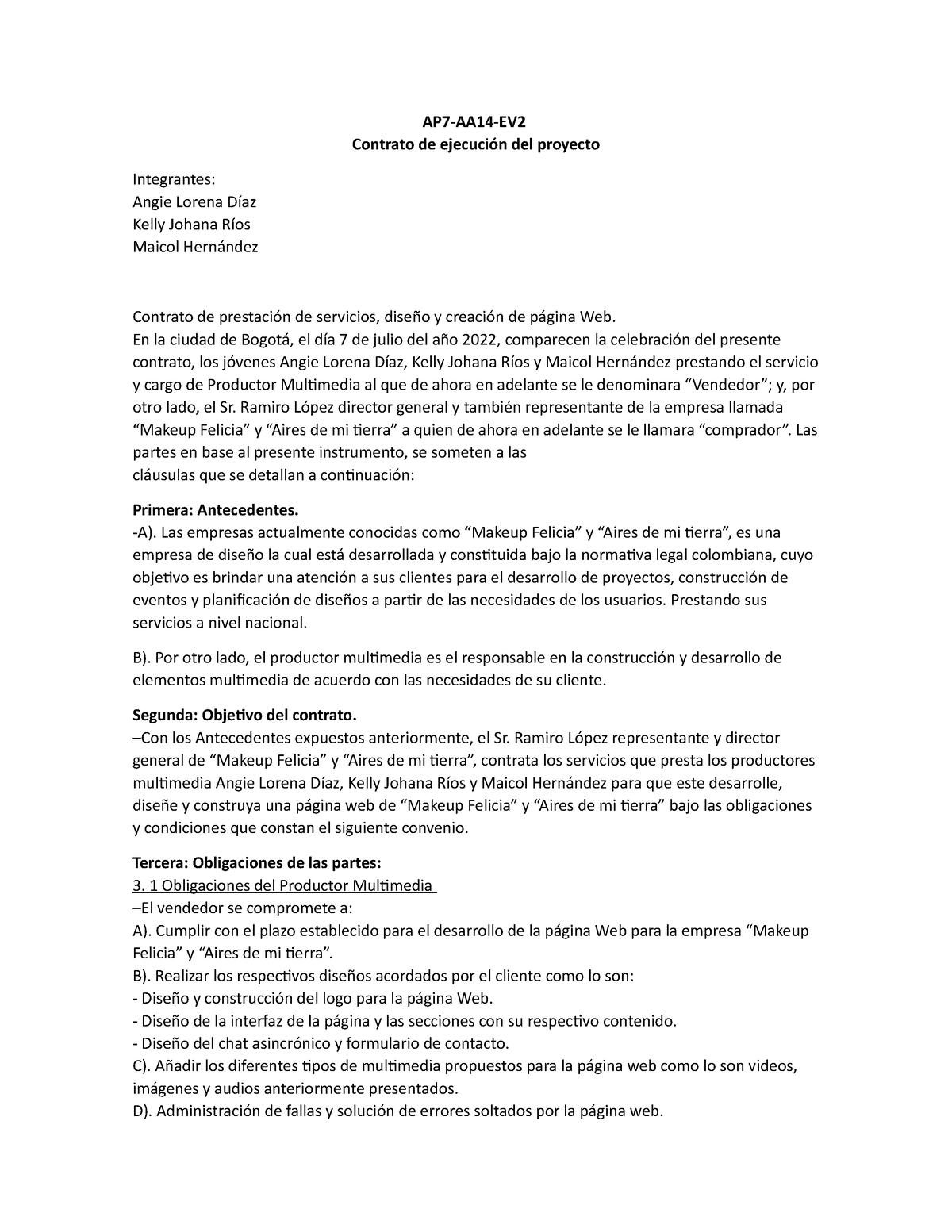 Ap7 Aa14 Ev2 Contrato De Ejecución Del Proyecto Ap7 Aa14 Ev Contrato