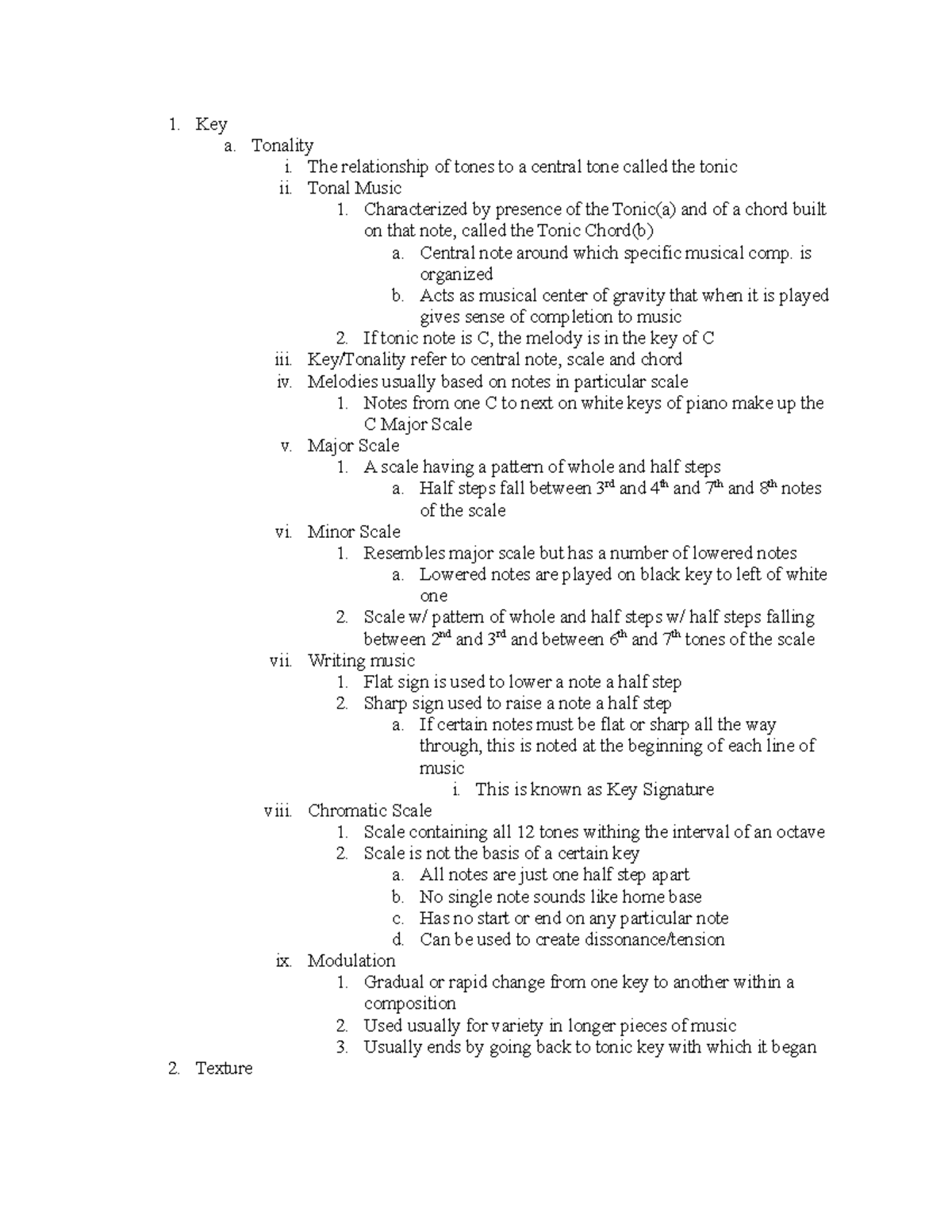 2.Elements That Structure Music 1. Key a. Tonality i. The