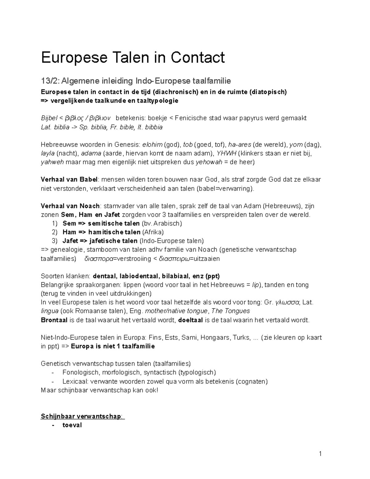 Europese Talen In Contact A003031 Studocu