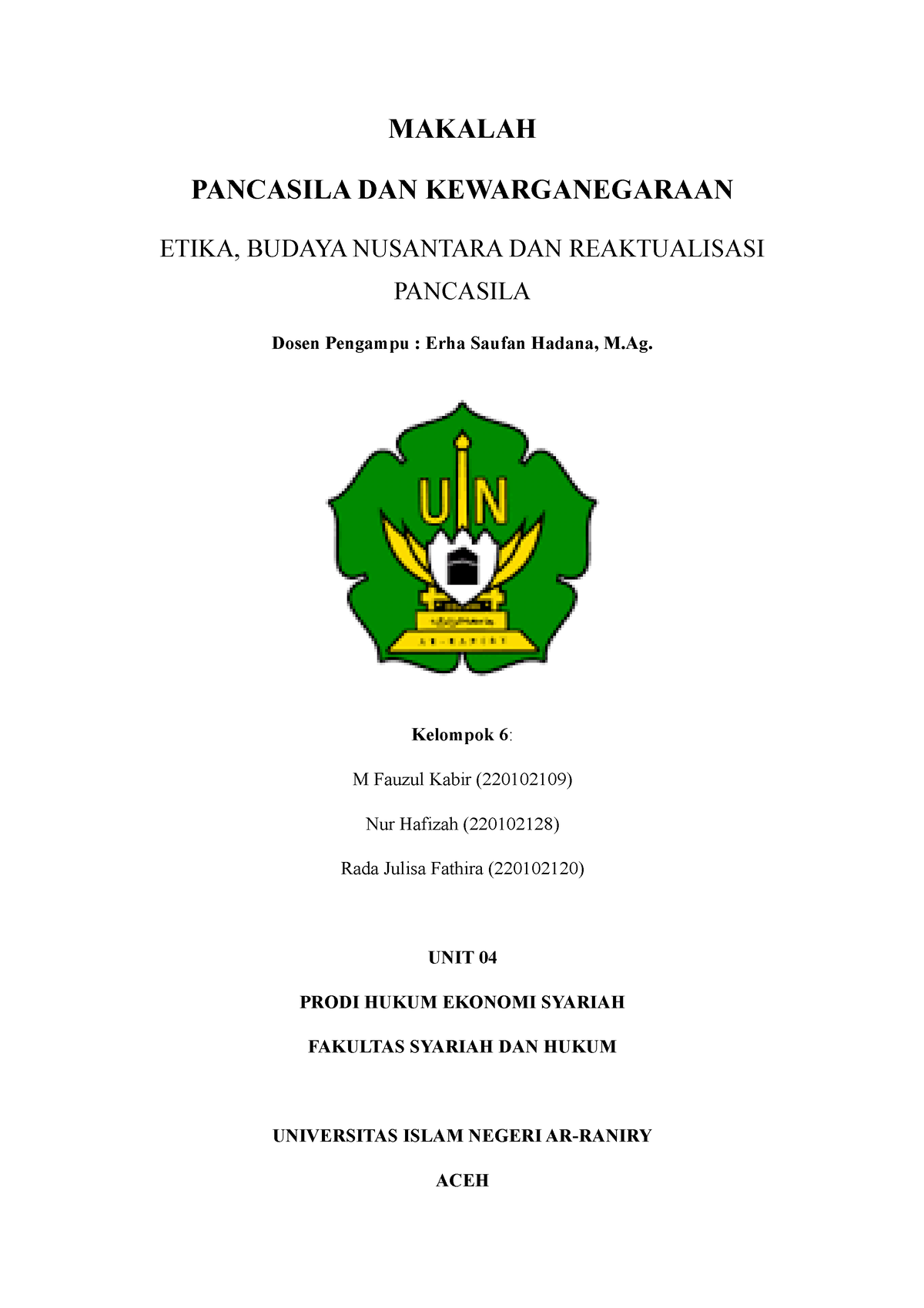 Pendidikan Kewarganegaraan - MAKALAH PANCASILA DAN KEWARGANEGARAAN ...