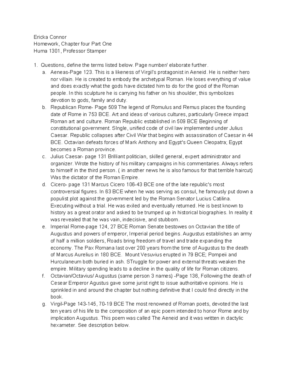 Chapter 4 pt one - Assignments/ Homework questions - Ericka Connor ...