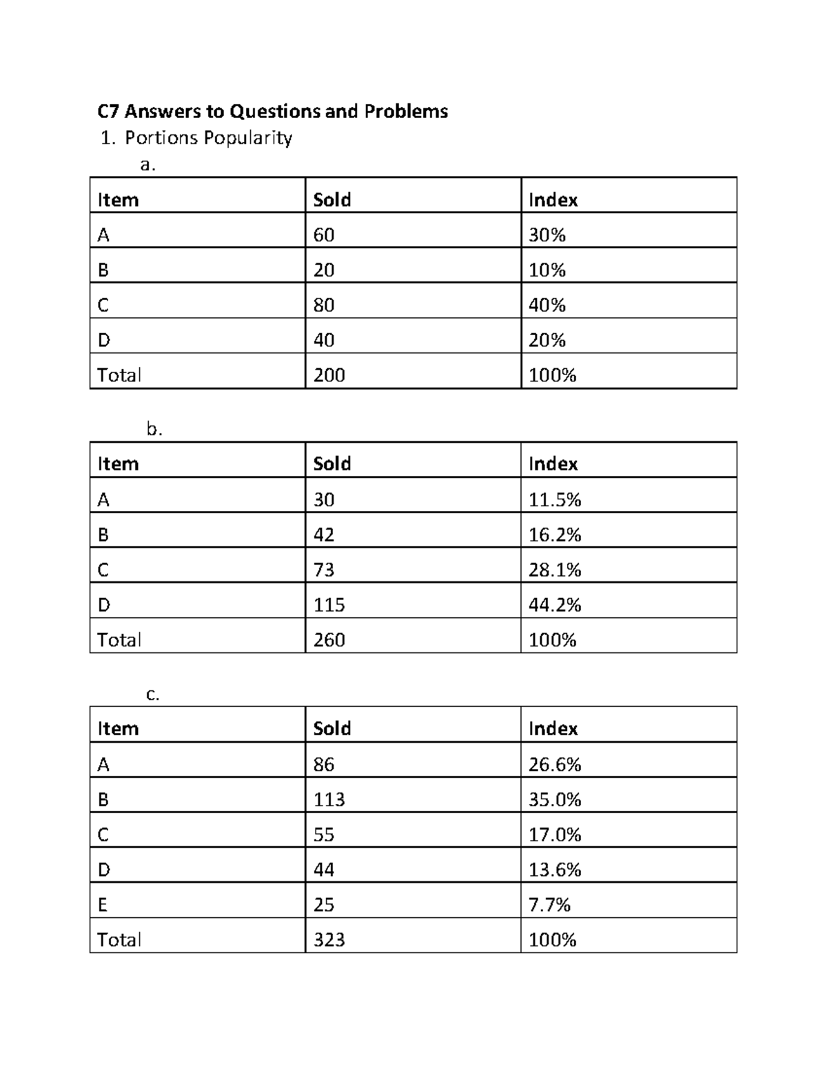 End of chapter answers C7 - C10 - C7 Answers to Questions and Problems ...